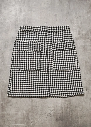 MJ22/ Jupe Caroll 36 – pied-de-poule noir et écru, laine & alpaga – chic intemporel automne hiver, marca: Caroll, estado: Muy bueno, tamaño: S / 36 / 8, 29,90 €, 32,10 € Protección al comprador incluida