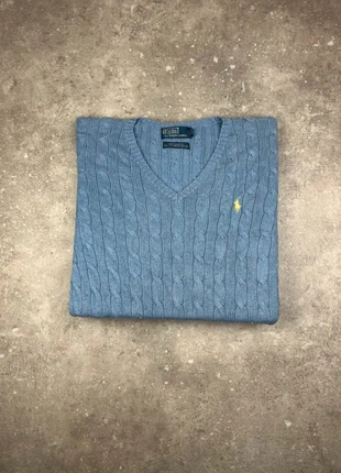 Pull Col V Tressé Torsade Polo Ralph Lauren Taille XXL Femme Bleu Logo Brodé Jaune 100% Soie #R14, marque: Ralph Lauren, état: Très bon état, taille: XXL / 44 / 16, 65,00 €, 68,95 € Protection acheteurs (Pro) incluse