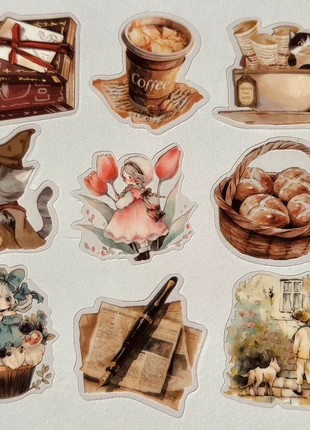 Stickers transparents vintage aesthetics effet illustration aquarelle personnages chats, brand: Stickers, condition: New with tags, €2.50, €3.33 includes Buyer Protection