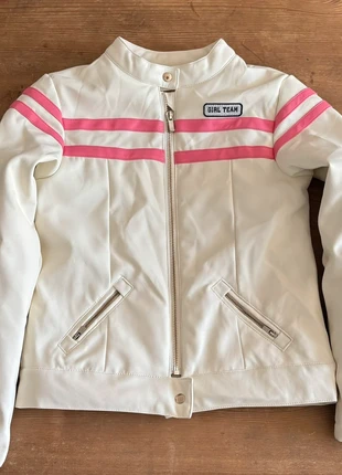 Veste style motard fille - Orchestra - Taille 10 ans - Simili cuir crème & rose, brand: Orchestra, condition: Very good, size: 10 years / 140 cm, €5.50, €6.48 includes Buyer Protection