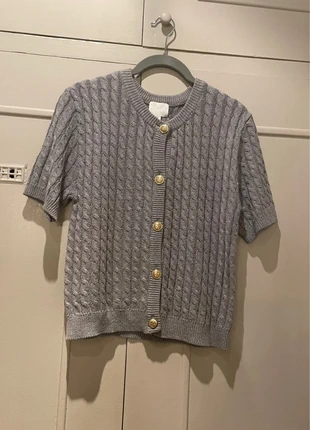 Cardigan manches courtes torsadé gris H&M, brand: H&M, condition: New without tags, size: M / 38 / 10, €8.00, €9.10 includes Buyer Protection