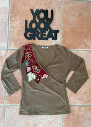 Top manga francesa con estampado de lentejuelas talla L, marca: Tintoretto, estado: Muy bueno, tamaño: L / 40 / 12, 14,00 €, 15,40 € Protección al comprador incluida