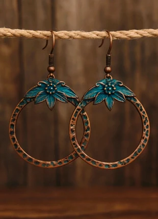 Orecchini con Dettagli Turchesi – Eleganza Naturale, marca: Edera & bronze, estado: Novo sem etiquetas, €8.00, €9.10 inclui Proteção do Comprador