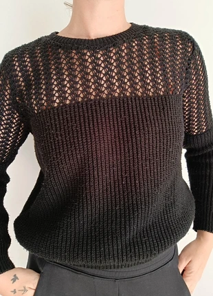 Pull noir ajouré chic – Boohoo – Taille S/M, merk: Boohoo, staat: Heel goed, maat: S / 36 / 8, € 6,80, € 7,84 inclusief Kopersbescherming