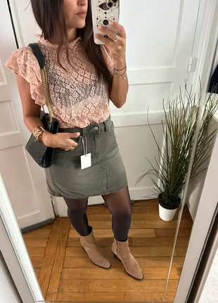 Jupe courte en jean taille S neuve delave gris kaki boutique prix neuf 26€, marca: Boutique Parisienne, estado: Novo com etiquetas, tamanho: S / 36 / 8, €8.00, €9.10 inclui Proteção do Comprador