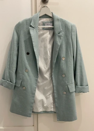 Blazer pied-de-poule vert pastel, marca: Bershka, estado: Muy bueno, tamaño: XXS / 32 / 4, 5,00 €, 5,95 € Protección al comprador incluida