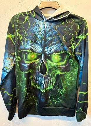 Men’s Green Skull Hoodie • Medium • Thin Lightweight, brand: no brand, condition: Very good, size: M, £3.50, £4.38 includes Buyer Protection