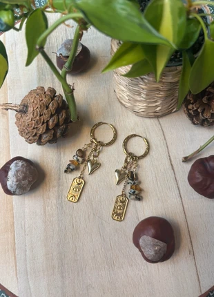 Créoles à charms et pierres fait main, brand: Fait Main, condition: New with tags, €10.00, €11.20 includes Buyer Protection Pro