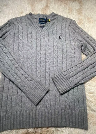 🌻Suéter gris con cuello en V de Polo Ralph Lauren, marque: Polo Ralph Lauren, état: Neuf avec étiquette, taille: M / 38 / 10, 42,00 €, 44,80 € Protection acheteurs incluse