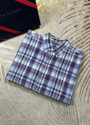 Chemise à manche courte Ralph Lauren bleu à carreaux rouge et blanc logo brodé premium, brand: Ralph Lauren, condition: Very good, size: XXL, €25.00, €26.95 includes Buyer Protection Pro