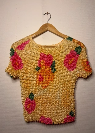 Petit haut texturé irisé – flashy & festif vintage vibes, condition: Good, size: S / 36 / 8, €7.00, €8.05 includes Buyer Protection