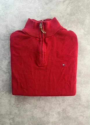 Half zip 1/4 zip col camionneur Tommy Hilfiger | rouge logo brodé | Taille L, marque: Tommy Hilfiger, état: Très bon état, taille: L, 35,00 €, 37,45 € Protection acheteurs (Pro) incluse