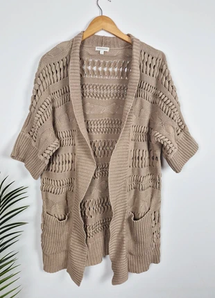 Monsoon Gold Open Knit Metallic Cardigan | Boho Chunky Short Sleeve | Size M, brand: Monsoon, condition: Good, size: M / UK 12-14, £4.95, £5.90 includes Buyer Protection