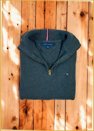 Pull 1/4 Zip, Halfzip Tommy Hilfiger Gris foncé / Col camionneur / Logo brodé / Taille M Homme, brand: Tommy Hilfiger, condizioni: Ottime, taglia: M, €35.00, €37.45 include la Protezione acquisti Pro