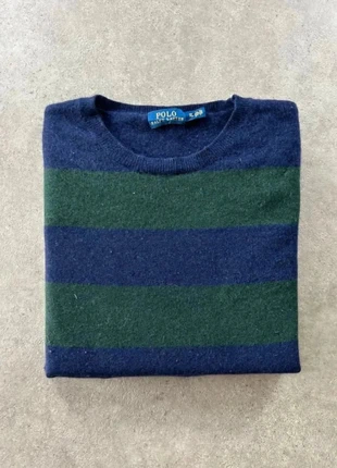 Pull col rond long rayé Ralph Lauren | Coton | vert et bleu | Taille XL, brand: Ralph Lauren, condition: Very good, size: XL / 42 / 14, €35.00, €37.45 includes Buyer Protection