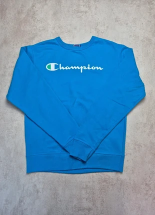 Sweat Champion bleu turquoise logo brodé spell out vintage streetwear taille L, staat: Heel goed, maat: L, € 15,00, € 16,45 inclusief Kopersbescherming