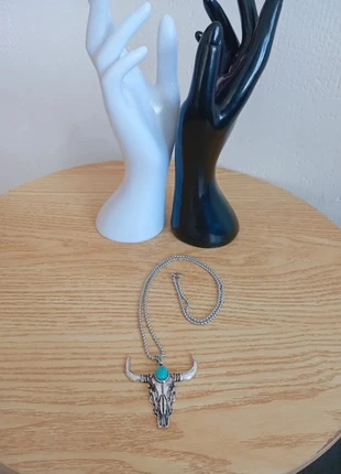 Solde 💝 Idée cadeau homme Chaine de taureau avec pierre naturelle turquoise cowboy, staat: Heel goed, € 12,00, € 13,30 inclusief Kopersbescherming Pro