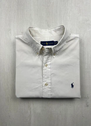 Chemise Ralph Lauren blanche col boutonné coton logo bleu brodé XL homme Oxford classique, marke: Ralph Lauren, zustand: Sehr gut, größe: XL, 45,00 €, 47,95 € beinhaltet Vinted-Käuferschutz Pro