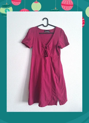 Robe midi rose fuchsia froncée décolleté noué - Vestido midi rosa fucsia fruncido escote (Lefties), marque: Lefties, état: Très bon état, taille: M / 38 / 10, 9,99 €, 11,19 € Protection acheteurs incluse