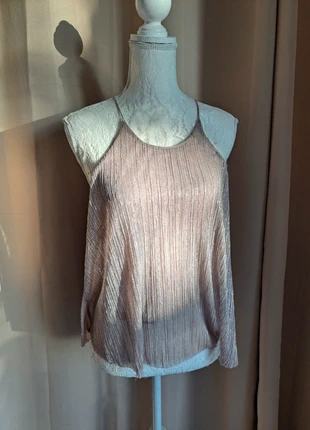 Top de fete avec filament métallique couleur champagne/rose pimkie taille S, brand: Pimkie, condition: Very good, size: S / 36 / 8, €5.00, €5.95 includes Buyer Protection