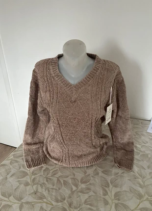 Pull d’hiver col V marron, marque: Fashion Style, état: Neuf avec étiquette, taille: XL / 42 / 14, 11,00 €, 12,25 € Protection acheteurs incluse