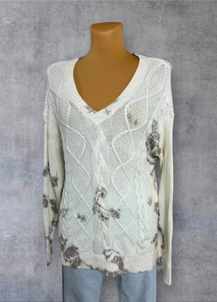 Pull en maille torsadé tressé blanc crème tache marron vintage | Taille L | pf91, merk: Vintage Dressing, staat: Heel goed, maat: L / 40 / 12, € 8,95, € 10,10 inclusief Kopersbescherming Pro