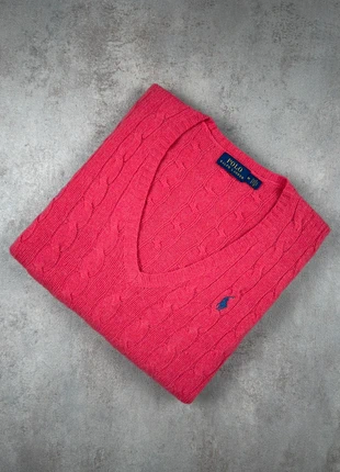 Pull Torsadé Polo Ralph Lauren Femme Col V Rose Logo Brodé – Taille M, brand: Ralph Lauren, condition: Very good, size: M / 38 / 10, €64.90, €68.85 includes Buyer Protection