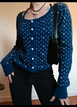 Pull bleu coquette noeuds cardigan cute noël winter, marque: Vintage Dressing, état: Très bon état, taille: L / 40 / 12, 12,20 €, 13,51 € Protection acheteurs (Pro) incluse