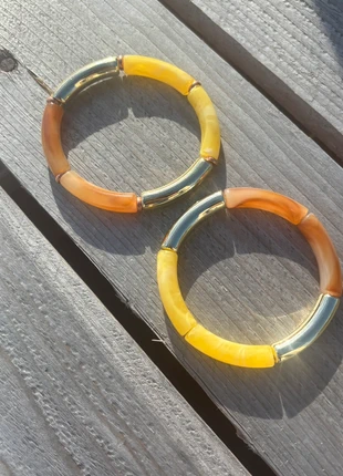 Bracelet tendance en perles tube d’acétate jaune beige, marca: AlyKréas, estado: Novo sem etiquetas, €9.00, €10.15 inclui Proteção do Comprador