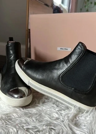 Sneaker Alta Miu Miu Pelle Nera Punta Argento Chic, brand: Miu Miu, condizioni: Ottime, taglia: 40.5, €52.90, €56.25 include la Protezione acquisti