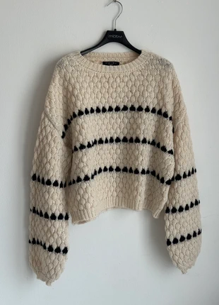 🤍 Maglione Oversize Donna Panna con Inserti Neri – Taglia S, brand: Amisu, condizioni: Buone, taglia: S / IT 40 / EU 36, €4.90, €5.85 include la Protezione acquisti