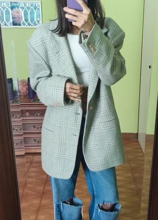 Blazer oversize sartoriale pied de poule in lana vergine, marque: Vintage Dressing, état: Très bon état, taille: XL / 42 / 14, 30,00 €, 32,20 € Protection acheteurs incluse