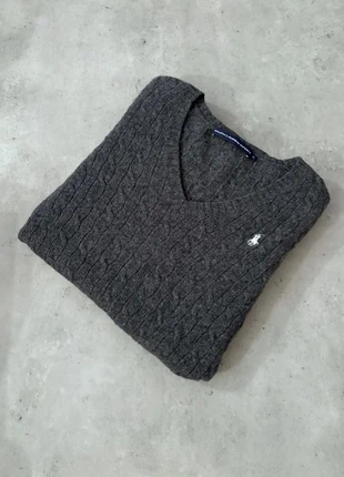 Pull torsadé Ralph Lauren gris laine & cachemire / logo blanc / Taille M femme, merk: Ralph Lauren, staat: Heel goed, maat: M / 38 / 10, € 60,90, € 64,65 inclusief Kopersbescherming