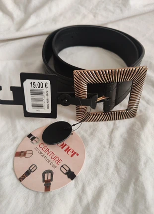 Ceinture femme Isotoner noire – 85 cm – croûte de cuir – boucle dorée, marque: Isotoner, état: Neuf avec étiquette, taille: 85 cm, 9,00 €, 10,15 € Protection acheteurs incluse