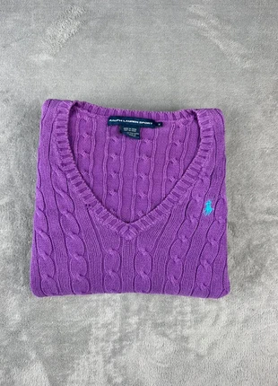 Torsadé Polo Ralph Lauren col V | Taille M | violet logo bleu, merk: Ralph Lauren, staat: Heel goed, maat: M / 38 / 10, € 49,90, € 53,10 inclusief Kopersbescherming