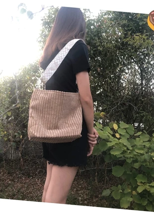 sac à main sur épaule beige ficelle tissus velours Bandoulière amovible, marque: bgsaly, état: Neuf sans étiquette, 14,60 €, 16,03 € Protection acheteurs incluse