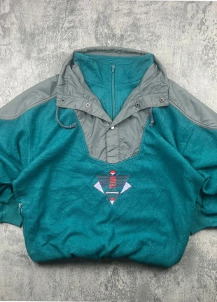 Vintage 80s 90s Teal & Grey Crazy Fleece Pullover – Retro Outdoor Team Style – Size XL, marca: Vintage Dressing, estado: Muito bom, tamanho: XL, €35.00, €37.45 inclui Proteção do Comprador