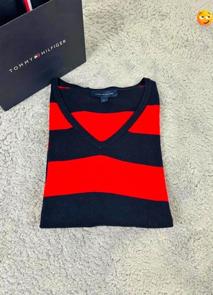 Sweat Pull Col V à Rayure Tommy Hilfiger en coton Rouge/Marine - Femme - Taille L, marca: Tommy Hilfiger, estado: Muy bueno, tamaño: L / 40 / 12, 19,90 €, 21,60 € Protección al comprador Pro incluida