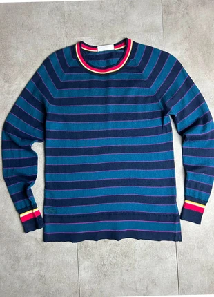 Pull sweat léger Lacoste rayé bleu marine et violet col rond logo bleu marine taille 36 (S), merk: Lacoste, staat: Heel goed, maat: S, € 23,00, € 24,85 inclusief Kopersbescherming