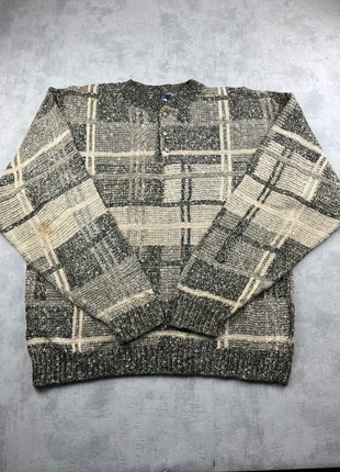 Half zip pull vintage gris crème à motifs / Pull d'hiver col boutonné - L, marke: Vintage Dressing, zustand: Sehr gut, größe: L, 22,00 €, 23,80 € beinhaltet Vinted-Käuferschutz Pro