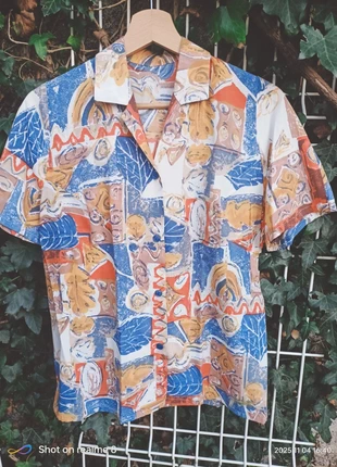 Chemisier rétro vintage crazyprint button shirt, brand: Vintage Dressing, condition: Very good, size: L / 40 / 12, €15.00, €16.45 includes Buyer Protection