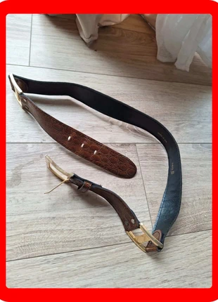 Ceinture marron effet croco cloutée avec boucle dorée, condition: Very good, size: 36 in | 90 cm, €10.00, €11.20 includes Buyer Protection Pro