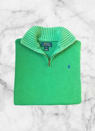 Half zip 1/4 zip col camionneur Ralph Lauren / Taille S homme/ vert, logo bleu, merk: Ralph Lauren, staat: Heel goed, maat: S, € 40,00, € 42,70 inclusief Kopersbescherming