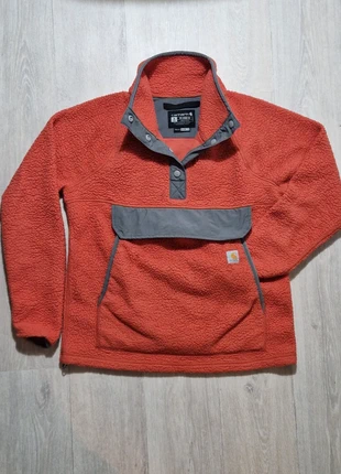 Carhartt WIP Sherpa Fleece Snap Pullover Orange / Polaire Outdoor (Taille S), merk: Carhartt, staat: Heel goed, maat: S / 36 / 8, € 55,00, € 58,45 inclusief Kopersbescherming Pro