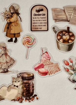 Stickers transparents vintage aesthetics effet illustration aquarelle personnages chats, brand: Stickers, condition: New with tags, €2.50, €3.33 includes Buyer Protection