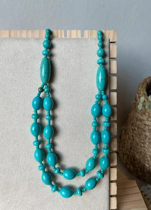 Superbe collier double rang perles turquoise – Neuf, marque: Fantaisie, état: Très bon état, 16,00 €, 17,50 € Protection acheteurs incluse