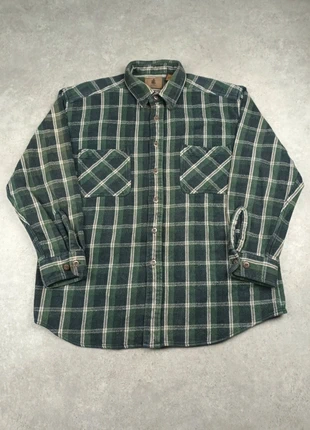 Chemise en flanelle à carreaux épaisse St. John's Bay vert foncé vintage workwear taille L homme, brand: Vintage Dressing, condition: Very good, size: L, €18.00, €19.60 includes Buyer Protection Pro
