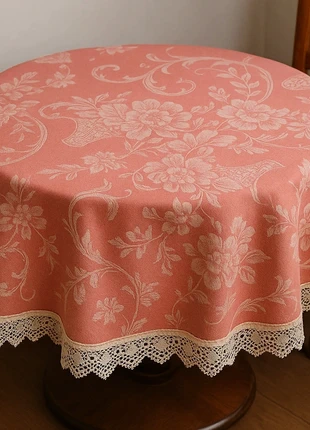 Nappe ronde vintage damassée dentelle corail shaby, marca: Vintage Dressing, estado: Bom, €39.00, €41.65 inclui Proteção do Comprador