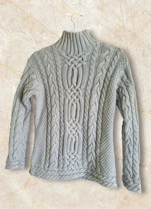 Blanc Bleu – Pull torsadé coton tricot main – M femme – bleu glacier – col cheminée, brand: Blanc Bleu, condition: Good, size: M / 38 / 10, €69.99, €74.19 includes Buyer Protection