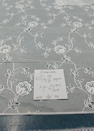 Devonshire white net curtain 40 1/2 inch drop x 4.25mtrs wide, condition: New with tags, size: 300 cm and up, £4.25, £5.16 includes Buyer Protection Pro